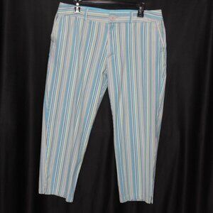IZOD Stretch Capris Pants Striped Cotton 4 Pockets